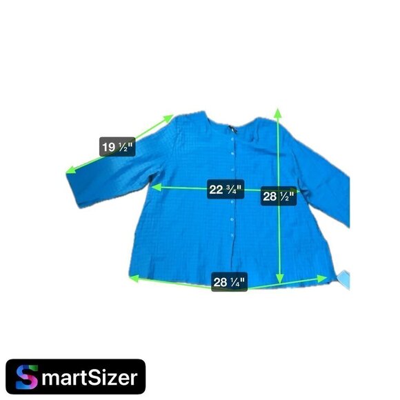 NEW Eileen Fisher Womens Cotton Button-Up Top Blue Ocean 2X Round Neck3/4 Sleeve - Picture 12 of 12